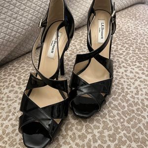 LK Bennett patent sandals
